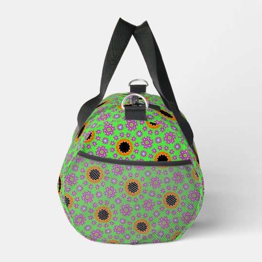 Funky Orange & Black Pattern Lime Green Duffle Bag (Rechts)