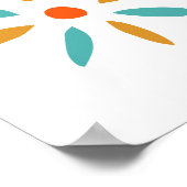 Funky Orange Blue Blume Mitte des Jahrhunderts Poster (Ecke)