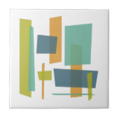 Funky Orange Blue Green Rectangle Mitte des Jahrhu Fliese (Vorderseite)