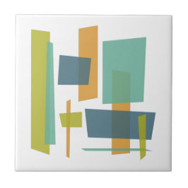 Funky Orange Blue Green Rectangle Mitte des Jahrhu Fliese