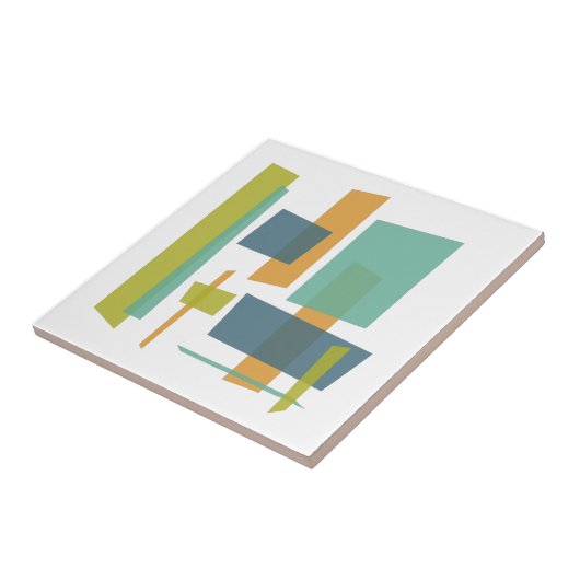 Funky Orange Blue Green Rectangle Mitte des Jahrhu Fliese (Seite)