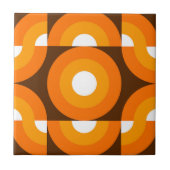 Funky Orange Brown Retro Circles Art Pattern Fliese (Vorderseite)