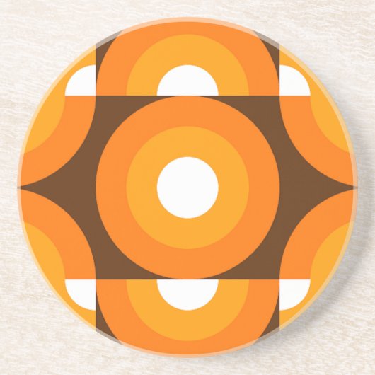 Funky Orange Brown Retro Circles Art Pattern Getränkeuntersetzer (Vorne)
