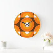 Funky Orange Brown Retro Circles Art Pattern Große Wanduhr (Zuhause)