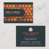 Funky Orange Dots Studio Interior Business Cards Visitenkarte (Vorne/Hinten)