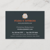 Funky Orange Dots Studio Interior Business Cards Visitenkarte (Rückseite)