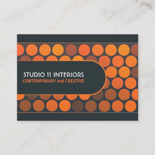 Funky Orange Dots Studio Interior Business Cards Visitenkarte (Vorderseite)