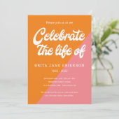 Funky Orange Pink Retro Feier des Lebens Einladung (Stehend Vorderseite)