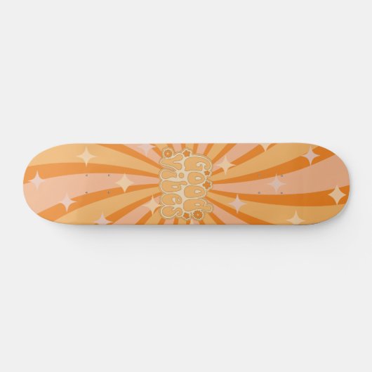 Funky Orange Psychedelic Good Vibes Skateboard (Horizontal)
