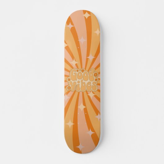 Funky Orange Psychedelic Good Vibes Skateboard (Vorne)