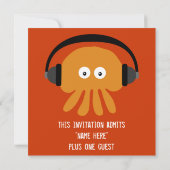 Funky orange Quallen DJ-Party Einladung (Rückseite)