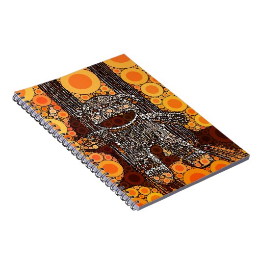 Funky Orange Sock Monkey Circles Bubbles Pop Art Notizblock (Rechte Seite)