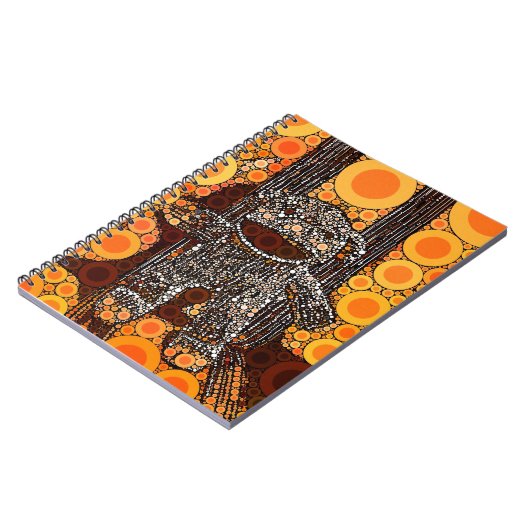 Funky Orange Sock Monkey Circles Bubbles Pop Art Notizblock (Linke Seite)