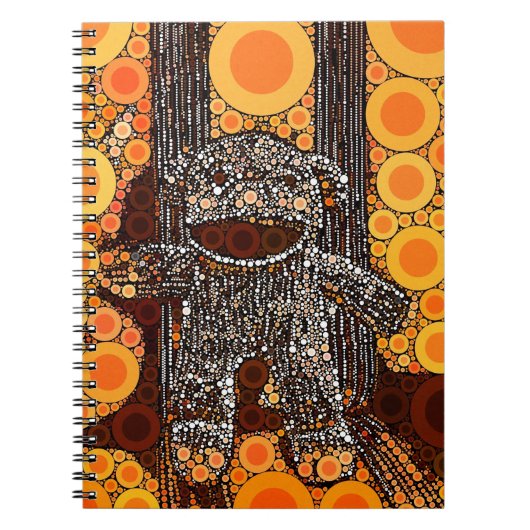 Funky Orange Sock Monkey Circles Bubbles Pop Art Notizblock (Vorderseite)