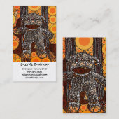 Funky Orange Sock Monkey Circles Bubbles Pop Art Visitenkarte (Vorne/Hinten)