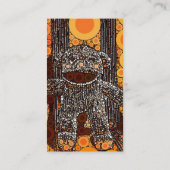 Funky Orange Sock Monkey Circles Bubbles Pop Art Visitenkarte (Rückseite)