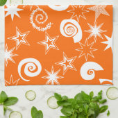 Funky Orange Stars und Wirbel Fun Pattern Geschenk Küchentuch (Gefaltet)