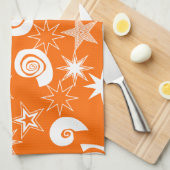 Funky Orange Stars und Wirbel Fun Pattern Geschenk Küchentuch (Viertel Falte)
