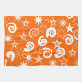 Funky Orange Stars und Wirbel Fun Pattern Geschenk Küchentuch (Horizontal)