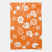 Funky Orange Stars und Wirbel Fun Pattern Geschenk Küchentuch (Vertikal)
