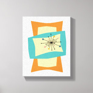 Funky Orange Turquoise Mitte Jahrhundert Rechtecke Leinwanddruck