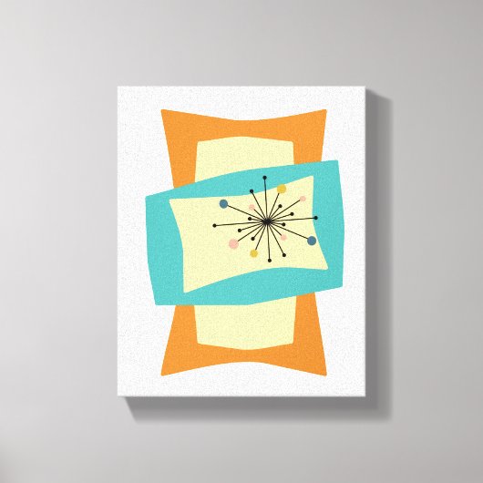 Funky Orange Turquoise Mitte Jahrhundert Rechtecke Leinwanddruck (Vorderseite)