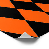 Funky Orange und Black Diamond Harlequin Pattern Poster (Ecke)