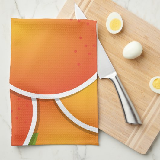Funky Orangen Geschirrtuch (Viertel Falte)