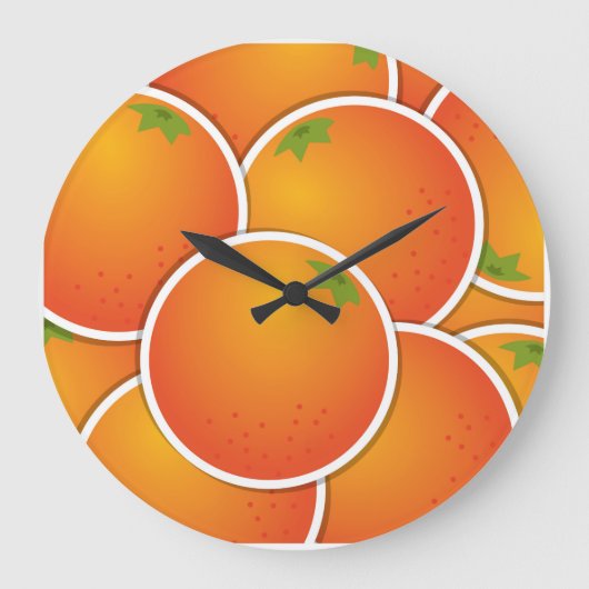 Funky Orangen Große Wanduhr (Vorderseite)