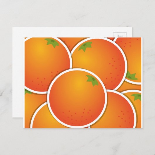 Funky Orangen Postkarte (Vorne/Hinten)