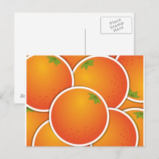 Funky Orangen Postkarte (Vorne/Hinten)