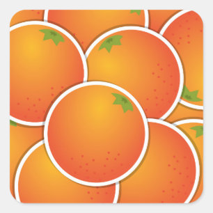 Funky Orangen Quadratischer Aufkleber