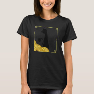 Funky ostasiatisch stilisierte schwarze Katze in R T-Shirt