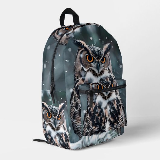 Funky Owl Backpack Bedruckter Rucksack (Rückseitige Ecke links)