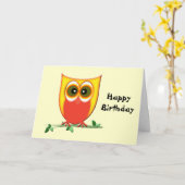 Funky Owl Geburtstagskarte Karte (Gelbe Blume)