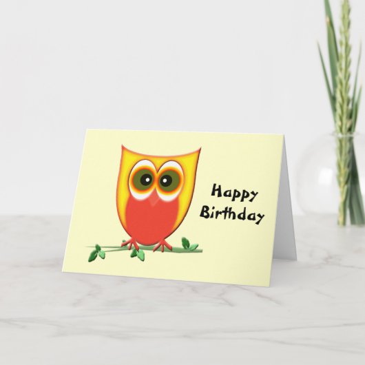 Funky Owl Geburtstagskarte Karte (Vorderseite)