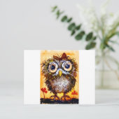 Funky owl Girl Postkarte (Stehend Vorderseite)