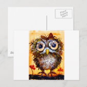 Funky owl Girl Postkarte (Vorne/Hinten)