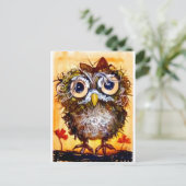 Funky owl Girl Postkarte (Stehend Vorderseite)