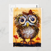 Funky owl Girl Postkarte (Vorne/Hinten)
