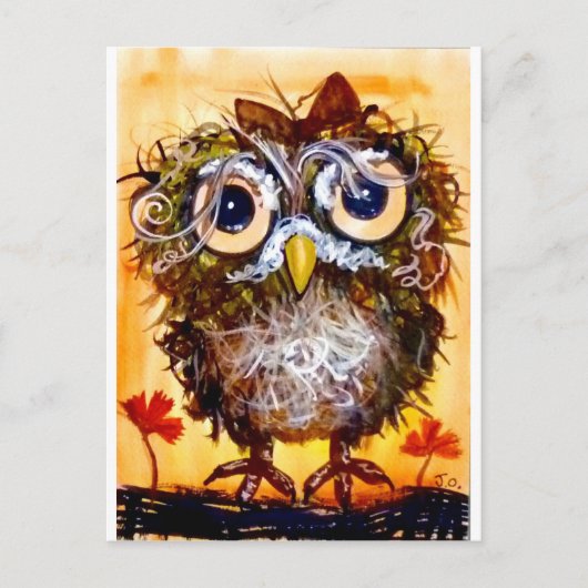 Funky owl Girl Postkarte (Vorderseite)