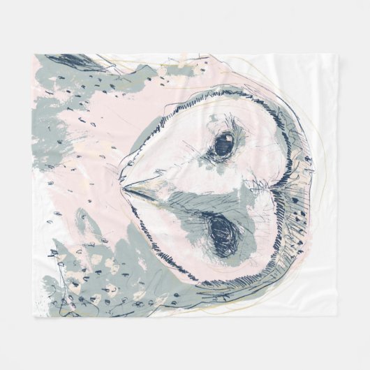 Funky Owl Portrait Fleecedecke (Vorderseite (Horizontal))