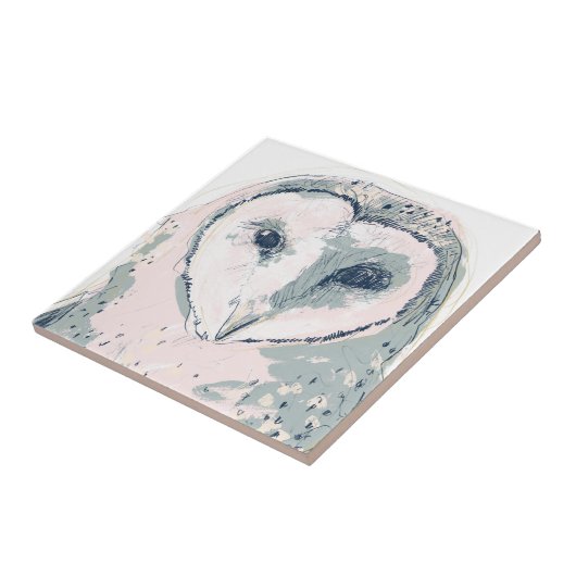 Funky Owl Portrait Fliese (Seite)