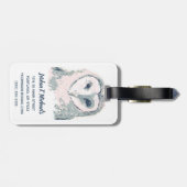 Funky Owl Portrait Gepäckanhänger (Rückseite horizontal)