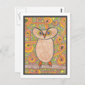 Funky Owl Postkarte (Vorne/Hinten)