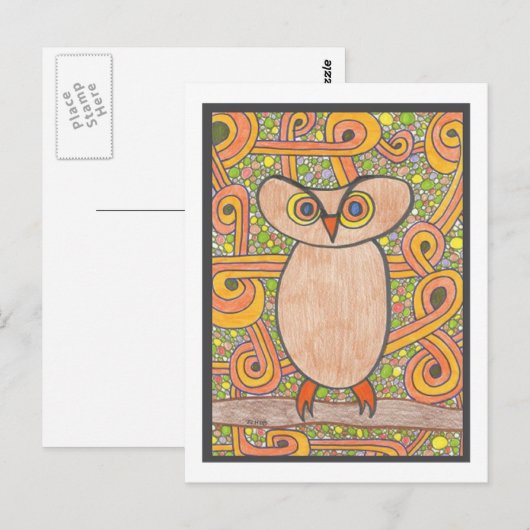 Funky Owl Postkarte (Vorne/Hinten)