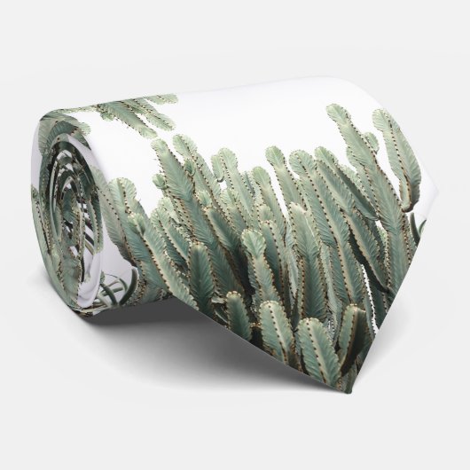 Funky Pale Green Cactus Succulent Pattern Krawatte (Gerollt)