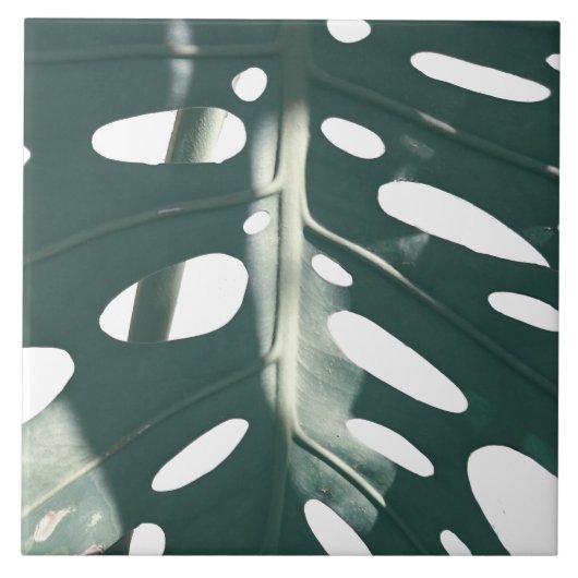 Funky Pale Green Pflanze Fliese (Vorderseite)