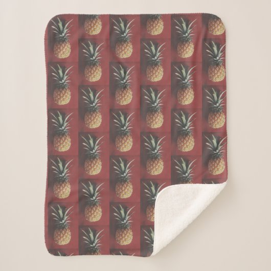 Funky Pale Red Pineaple Yummy Blanket Sherpadecke (Vorderseite)