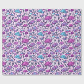 Funky Pastel Mushroom Muster Wrapping Paper Geschenkpapier (Flach)